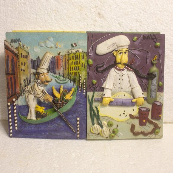 Joanna 4 set of 3D Resin Wall Plaques Each Chef Themed - Picture 3 of 10
